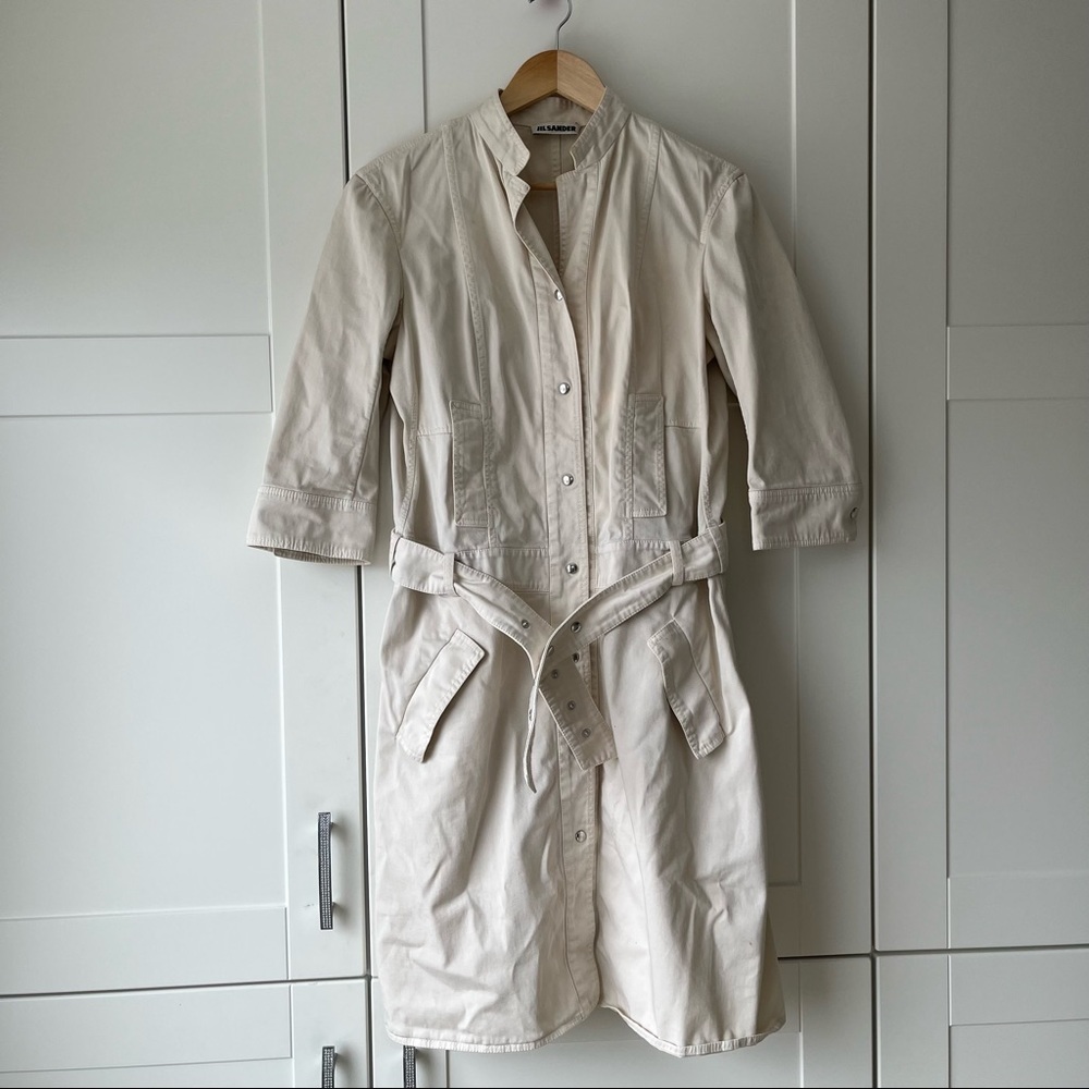 Jil Sander Cream Utility Shirt Dress